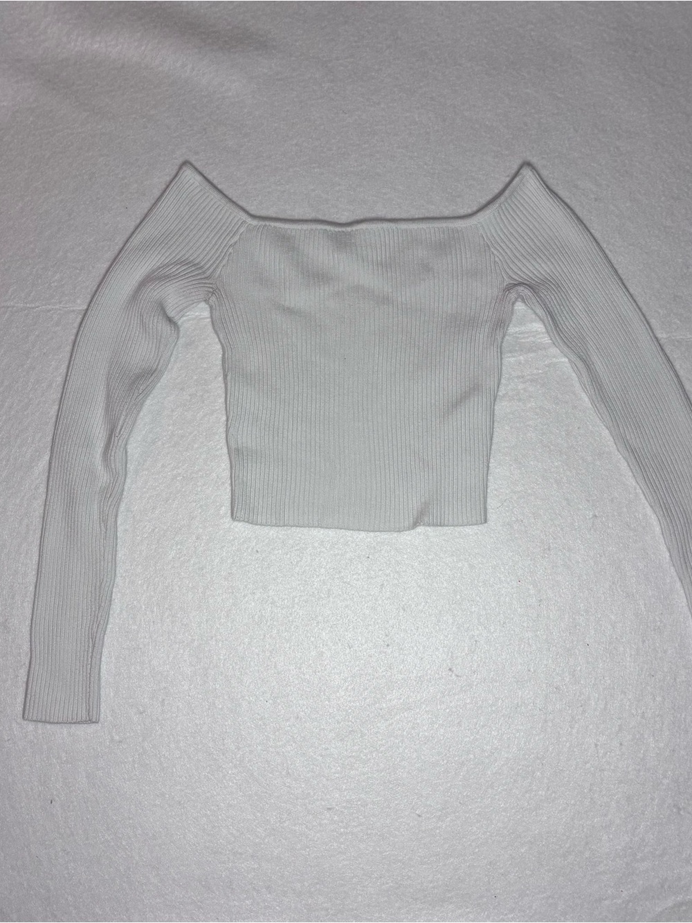 Hollister White Ribbed Off-Shoulder Long Sleeve Women's Sweater Size Small
